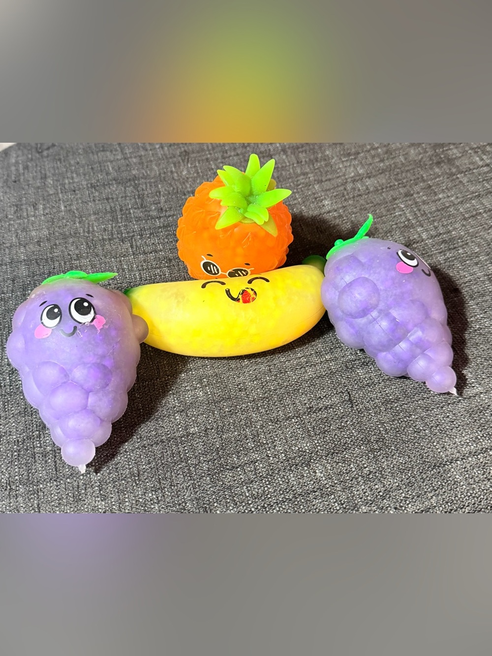 Soft Squishy Fruit Toy Set - Yellow Banana & Orange Pineapple